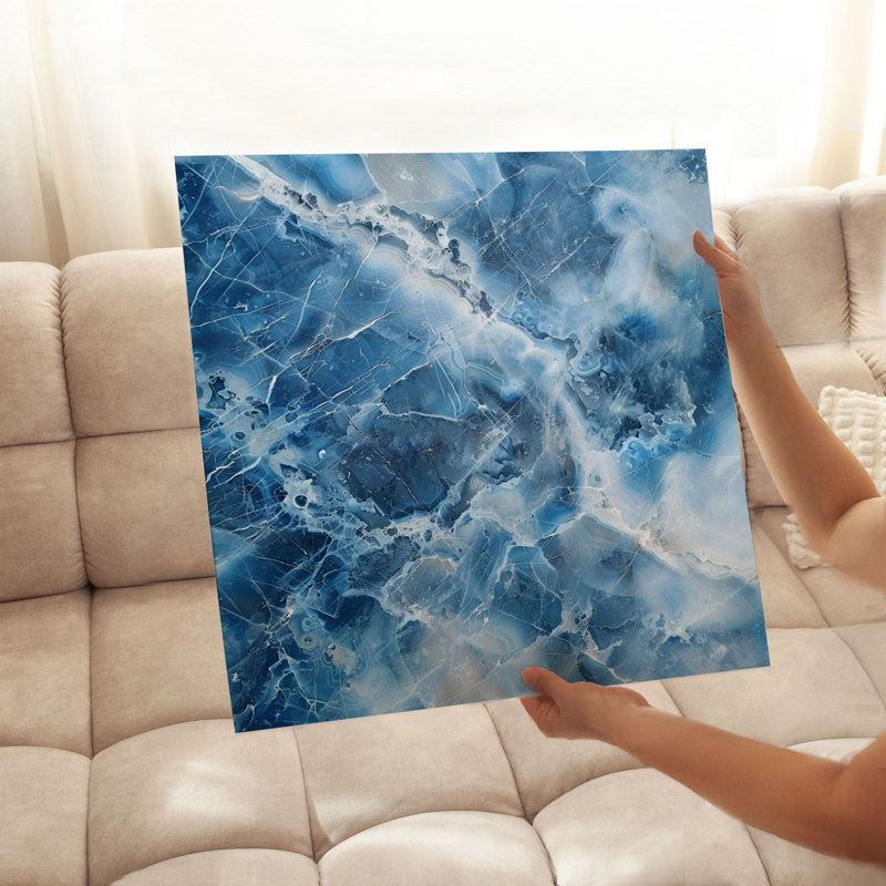 Abstrait, art abstrait en marbre bleu, géode de cristal, art moderne, H 16 po x l 16 po