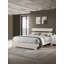 Lit plateforme simple blanc délavé, style contemporain, base de lit à profil bas, bois, finition rustique dans une boîte, placages de bois, idéal pour chambre de jeunes