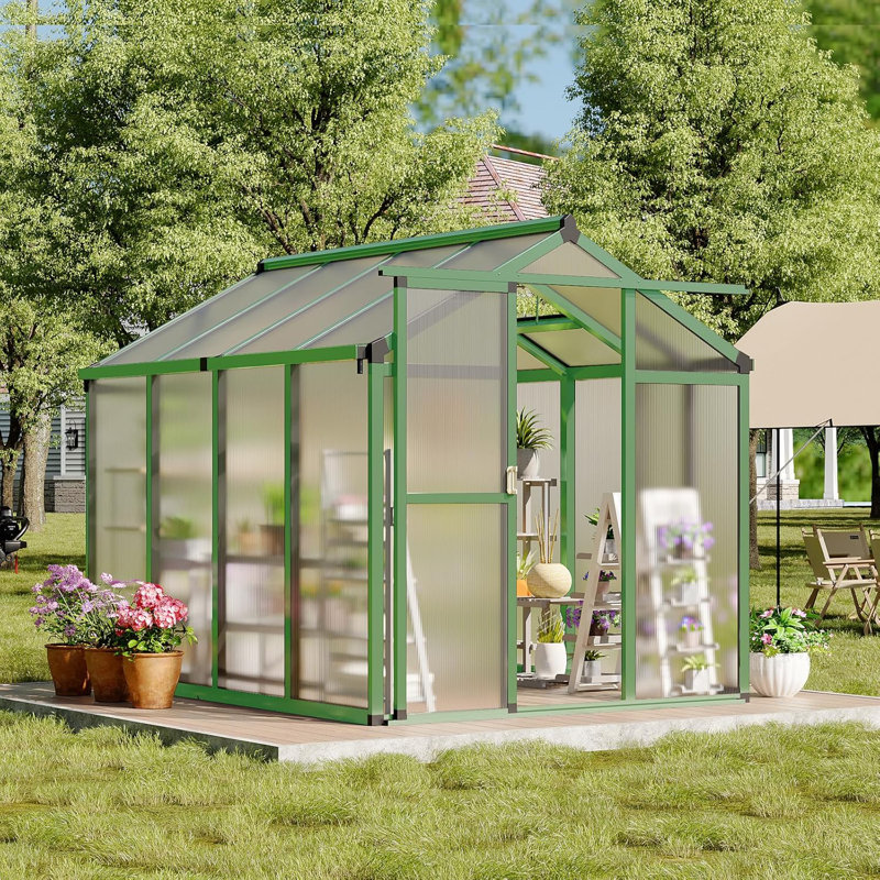 Polycarbonate Greenhouse, Winter Greenhouses For Outdoors,Outdoor Greenhouse With Roof Air Vent, Heavy Duty Walk-In Aluminum Green House For Outside Garden Backyard