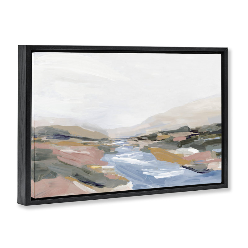 Cadre flottant Vibrant Landscape, par Hannah Dawson, H 17 po x l 25 po, Cadre flottant noir de jais