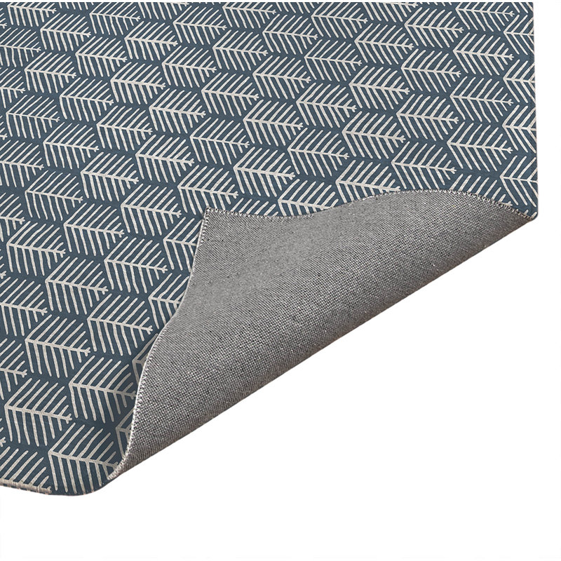 Stitch Patch Lightweight Non-Slip Kitchen Mat, Blue, Rectangle 4' x 6'
