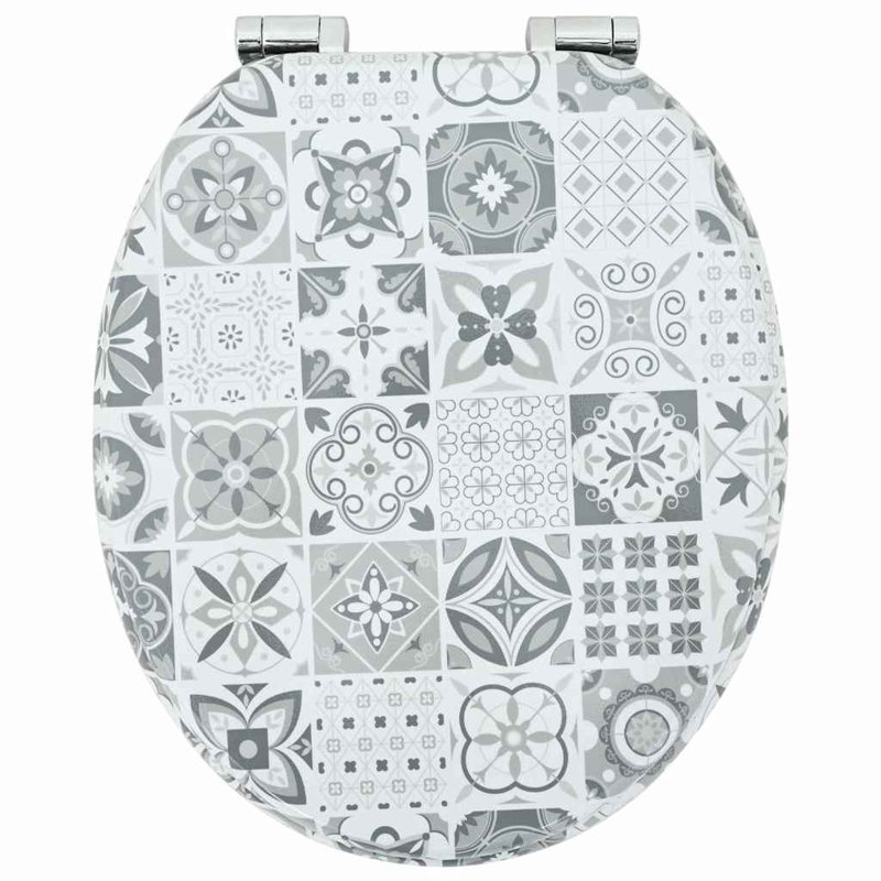 Soft-Close Toilet Seat 44 X 38 Cm MDF Board, Blue/White Porcelain