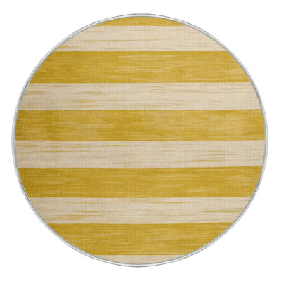 Tapis beige à rayures horizontales lavable à la machine