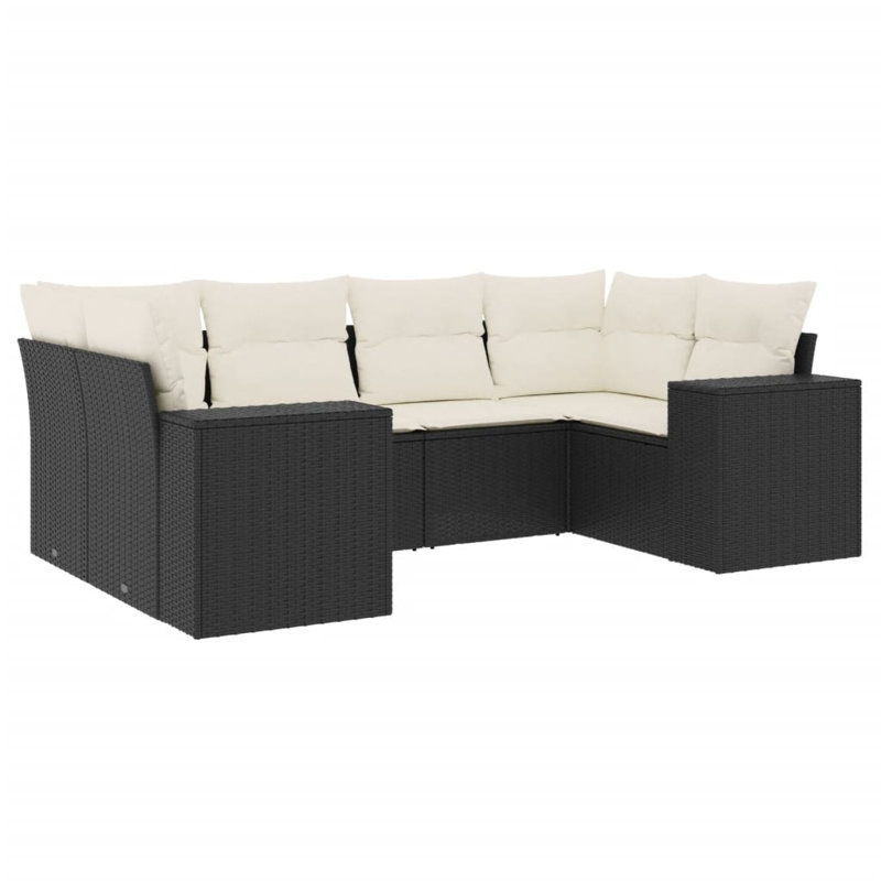 Ensemble de canapé de jardin Vidaxl noir, blanc crème