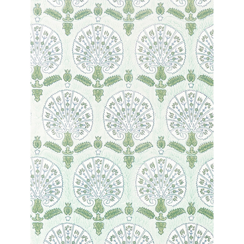 The MET x The House of Scalamandre Karanfil Block Print Wallpaper, Green Tea