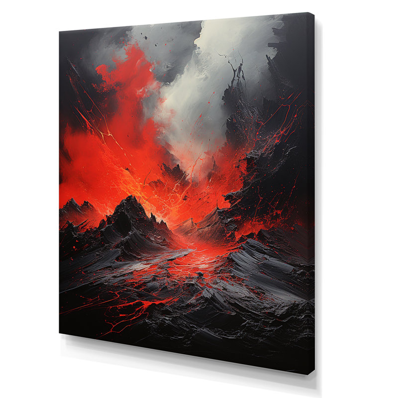 " Volcano Volcanic Explosion II ", Wrapped Canvas, 32" H x 16" W