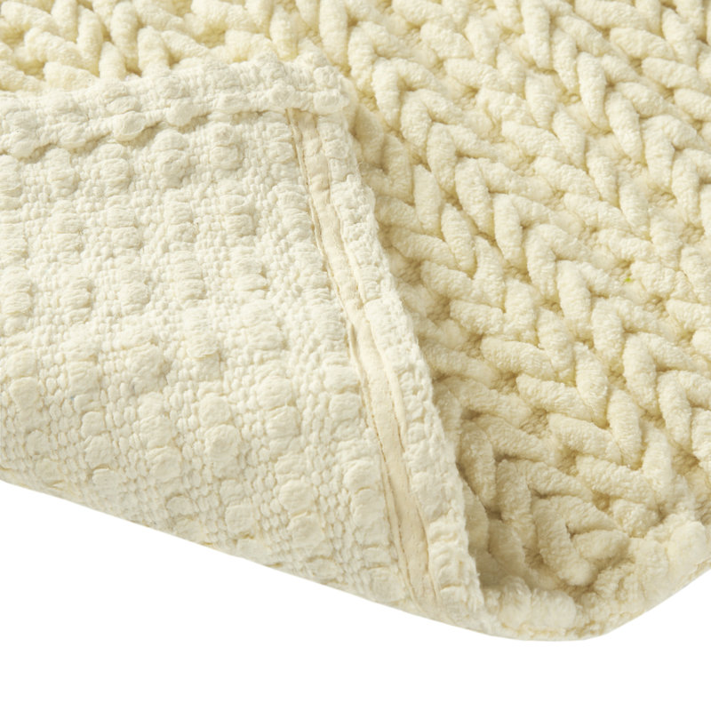 Charcoal Cotton Chenille Chain Stitch Bath Rug 20x30