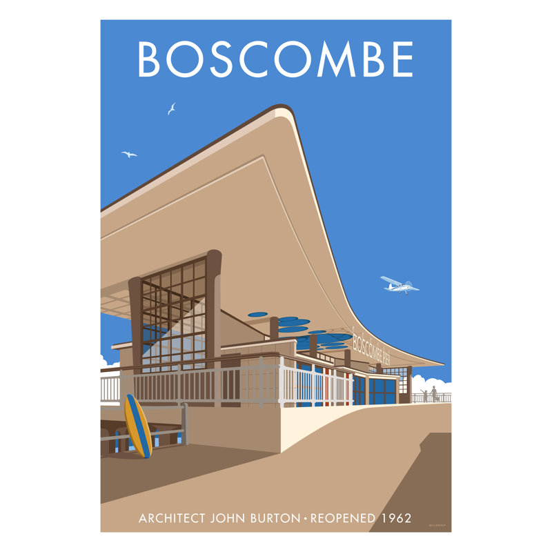 Boscombe Pier by Stephen Millership - Print, 40cm H x 30cm W x 1cm D, No Frame