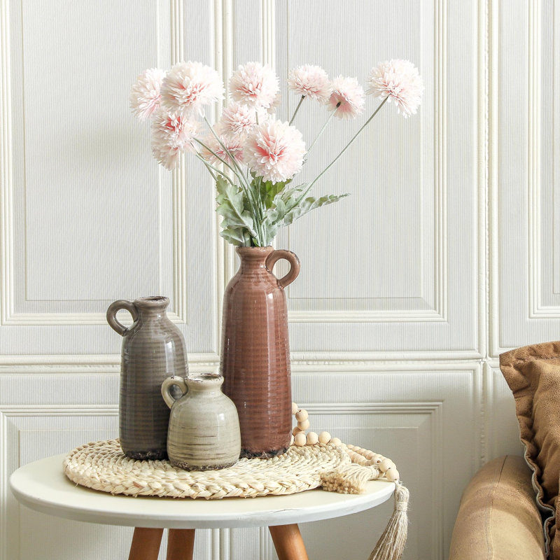 Ensemble de 3 vases rustiques avec poignées, Brown