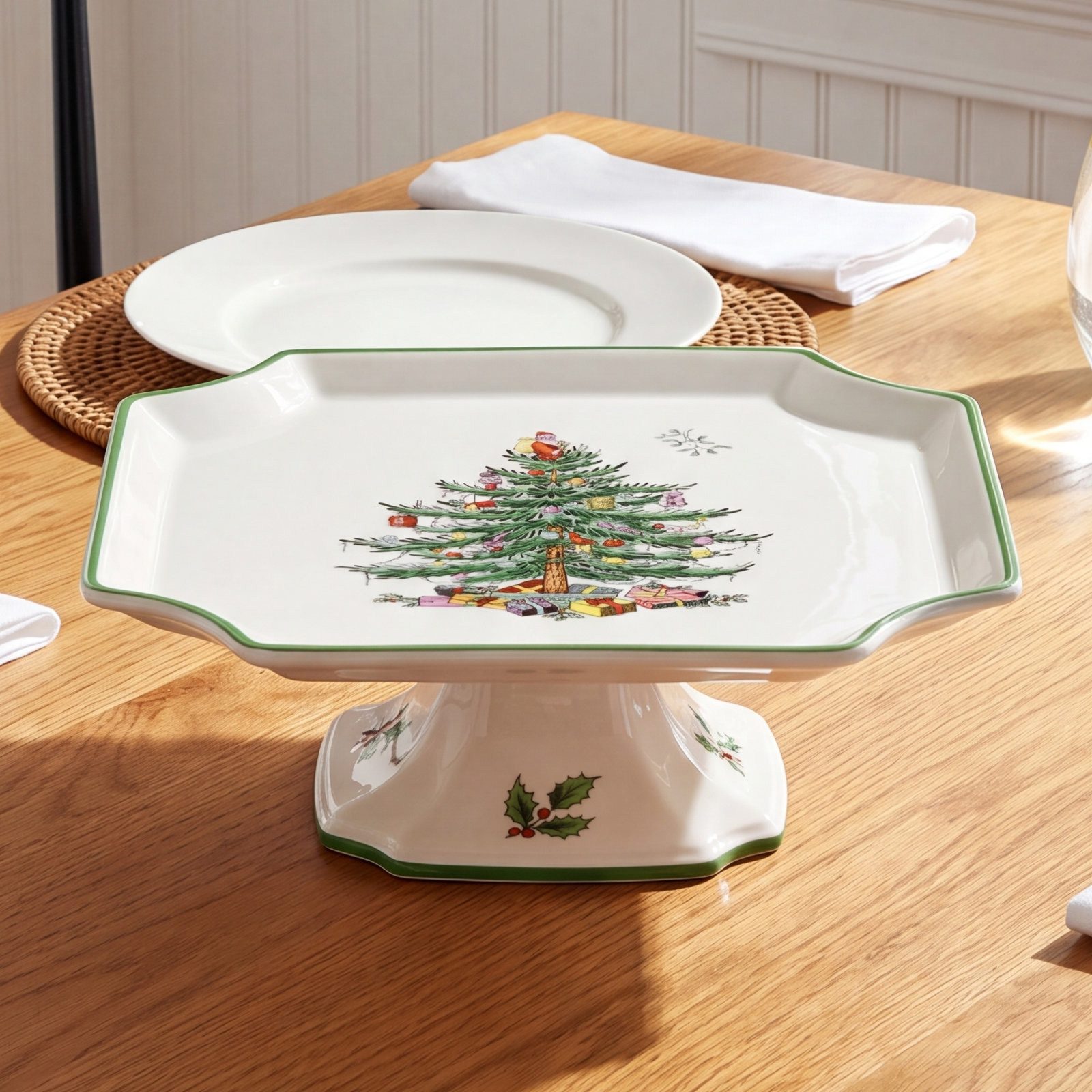 Christmas Tree Porcelain Cake Stand
