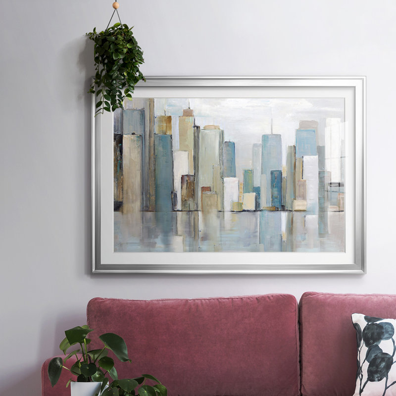 City Reflections, reproduction d'art encadrée, Argent, H 30 po x l 44 po x P 1,5 po