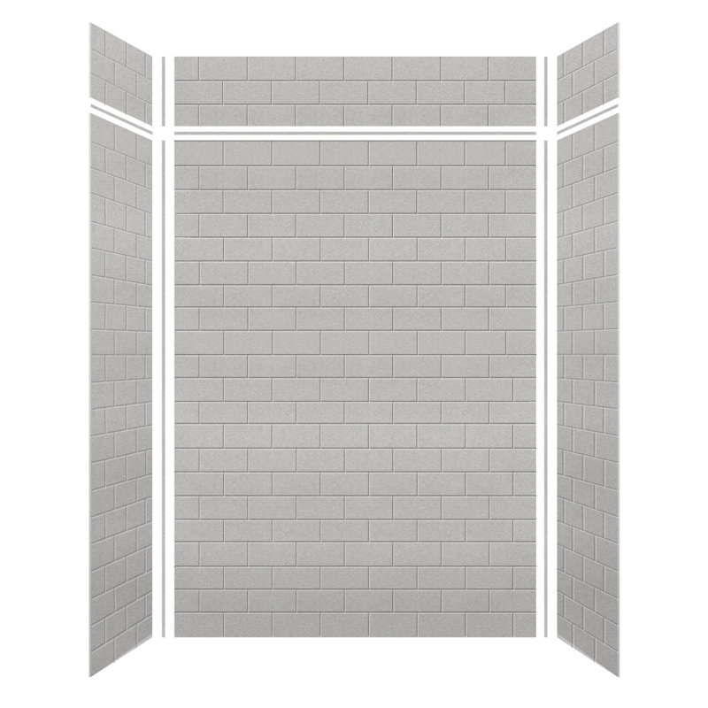 Saramar Gray Subway Tile Alcove Shower Wall Kit
