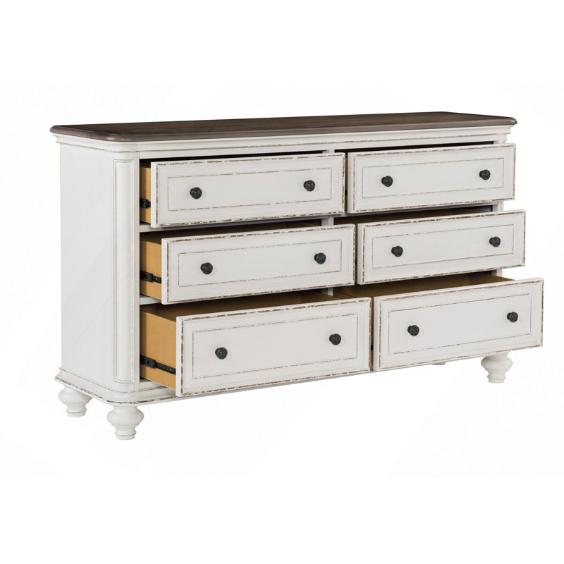 Commode à tiroirs, finition blanche antique