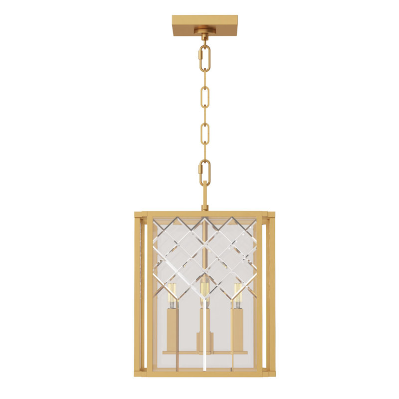 Luminaire suspendu rectangulaire à 4 lumières Emsworth, H 17 po x l 12 po x P 12 po, Bronze brillant
