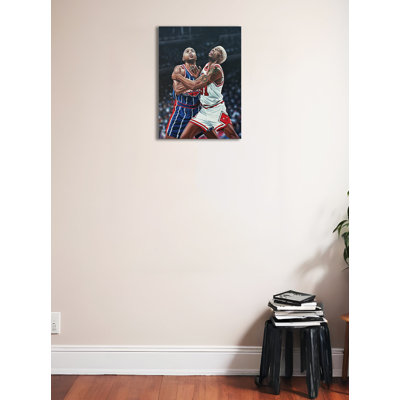 " Dennis Rodman And Charles Barkley Battle For A Rebound "