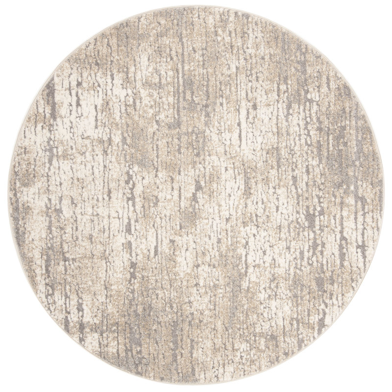 Tapis abstrait taupe / ivoire Goble, Rond 3 pi
