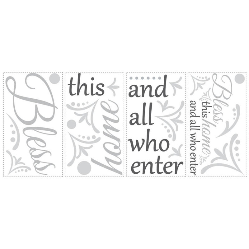 Bless This Home Gray and Black Peel and Stick Wall Decal