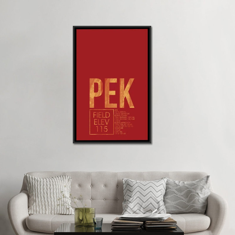 Art textuel sur toile "Pékin", H 26 po x l 18 po x P 1,5 po, Toile avec cadre noir, Pas de tapis