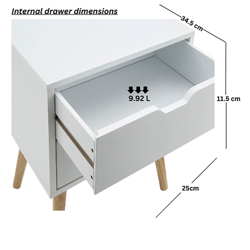 Lalani 40cm W Bedside Table, White