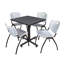 Table de salle de repos carrée Nicklo, chaises empilables 4 M-32668256-32668263-132626867
