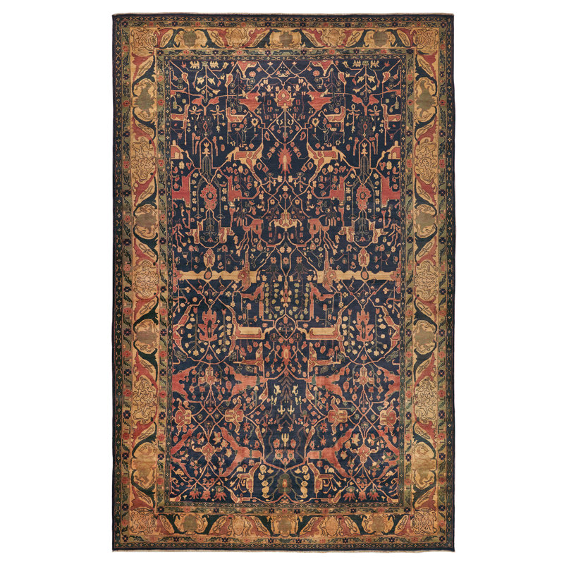 Hand-Knotted Blue Wool Rectangular Area Rug 11'6" x 18'