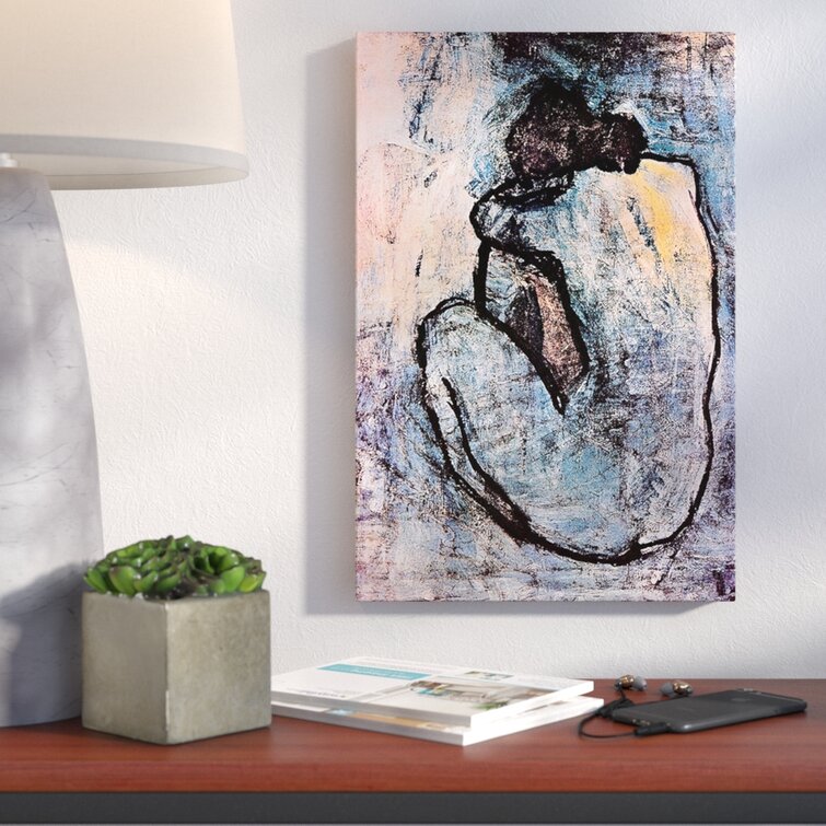 Blue Nude by Pablo Picasso - Wrapped Canvas Painting Wade Logan Size: 18 H x 12 W x 1.5 D
