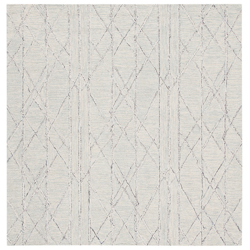 Tapis géométrique en laine / coton touffeté à la main Dam, Carré 5 pi
