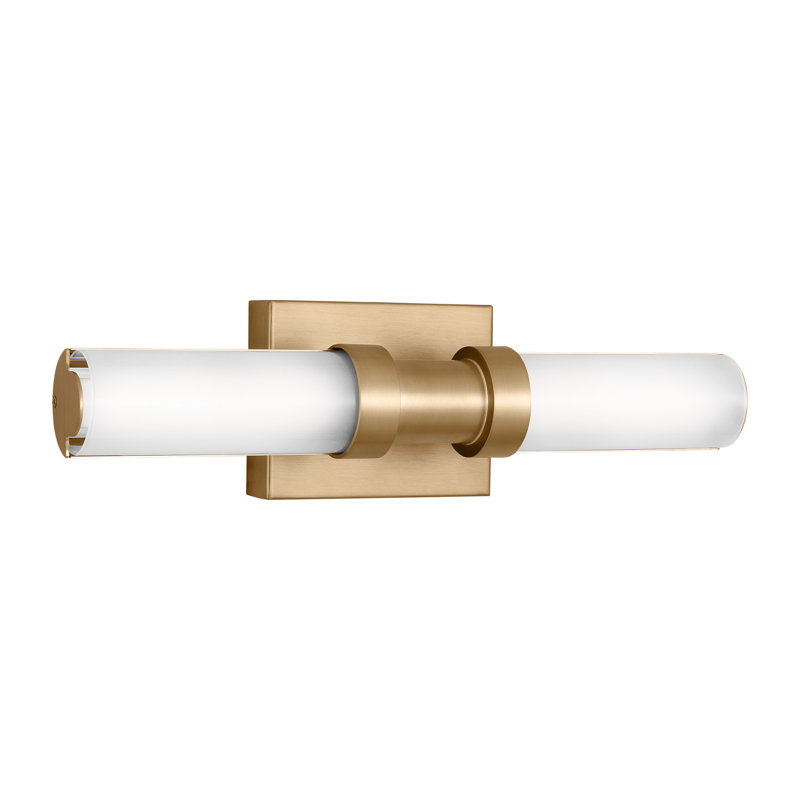 Éclairage à intensité variable pour meuble-lavabo à DEL 1 lumière Kelan, Laiton satiné, 18"H x 4.75"W x 4.5"D, 15 W