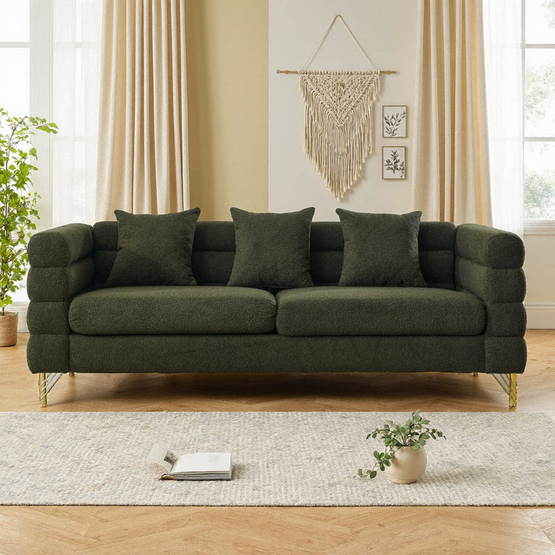 Canapé modulaire surdimensionné de 81 pouces à 3 places de 81 pouces - Tissu en peluche vert, confort profond pour le salon, la chambre à coucher et le bureau