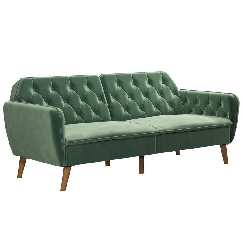 Tallulah Memory Foam Futon, Light Green Velvet