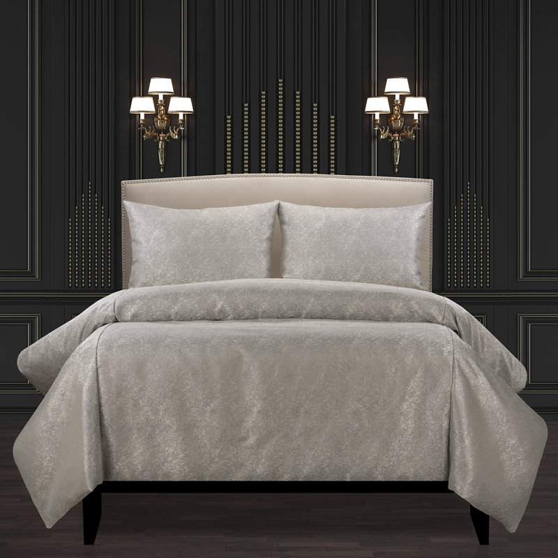 Ensemble de housse de couette et insert de luxe Jazz Club Shimmering, Argent, Roi