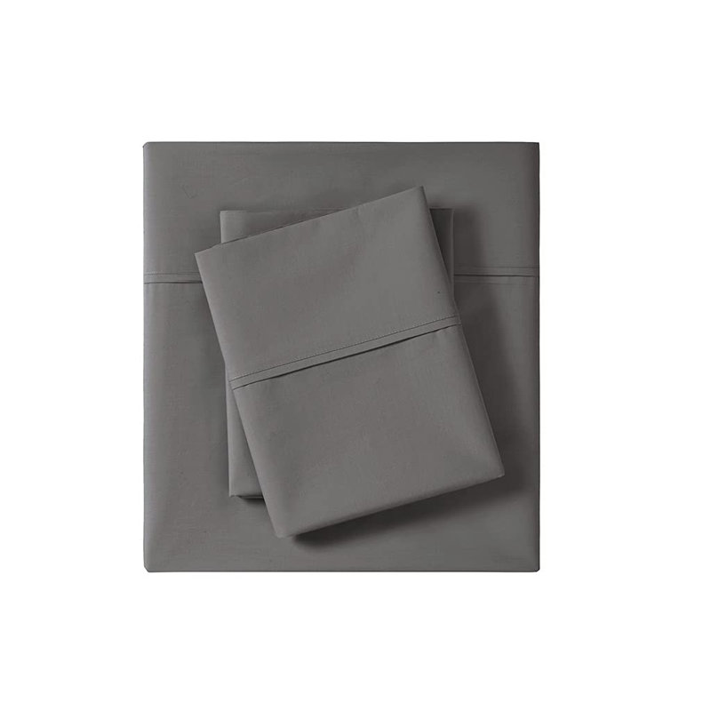 200 Thread Count Cotton Peached Percale Sheet Set, Queen, Charcoal