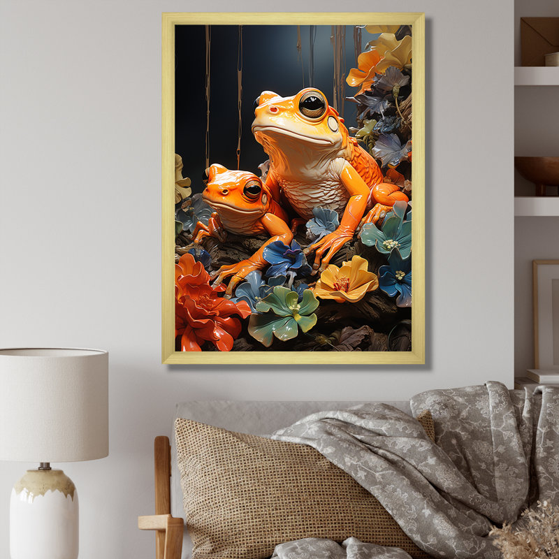 «Expressionist Frog Spirit» sur impression sur toile, Cadre doré simple, H 40 po x l 30 po x P 1,5 po