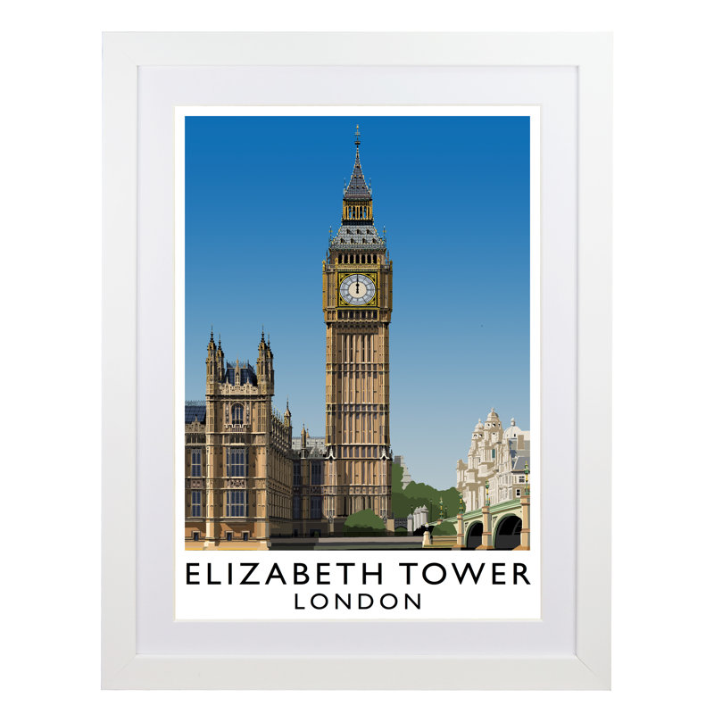 Elizabeth Tower 1 by Richard O'Neil - Print, 54 cm H x 44 cm W x 2.2 cm D, White Wood Frame