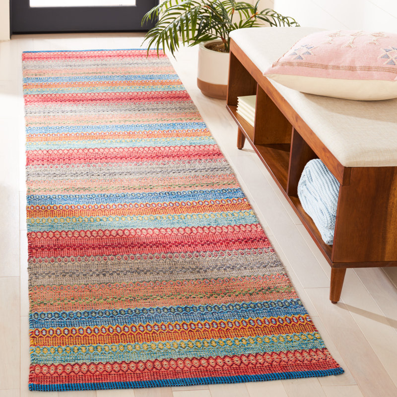 Montauk Flat Weave Cotton Striped Rug, Runner 2'3" x 9'