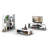 Furnishome Store Mid Century Modern Tv Stand 4 Shelves Open Storage Wood Legs Entertainment Centre 57 Inch Low Tv Unit, Walnut/White
