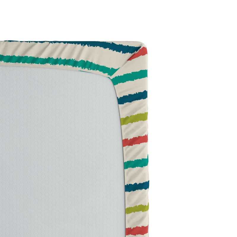 Drap-housse rayé, Drap-housse grand, Rayé bleu / blanc / vert