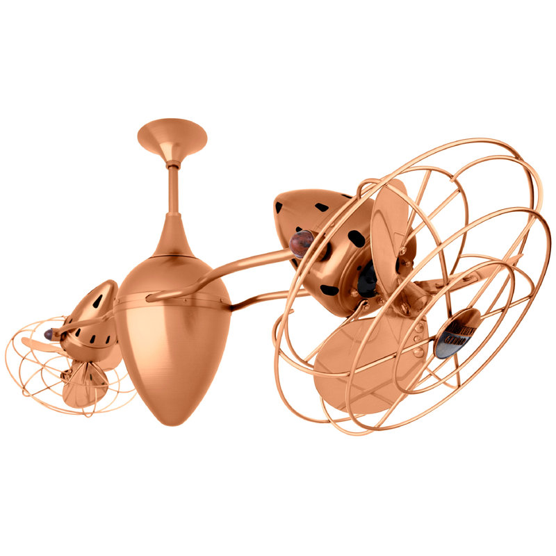 Ventilateur de plafond en cage à 6 pales 48 po avec commande murale Ar Ruthiane, Cuivre brossé