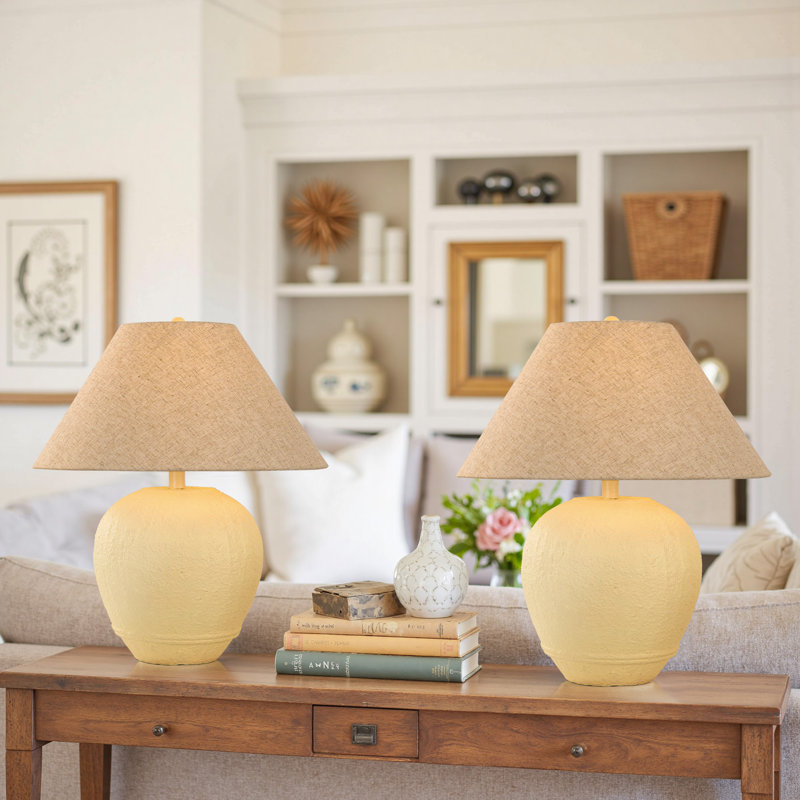 Kula Ceramic Table Lamp(Set of 2), Cream White, 21.65" H x 17.99" W x 17.99" D