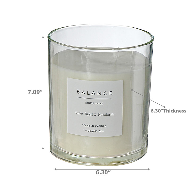 Bougie en verre 4 lumières sans parfum, Pot de 65,3 oz