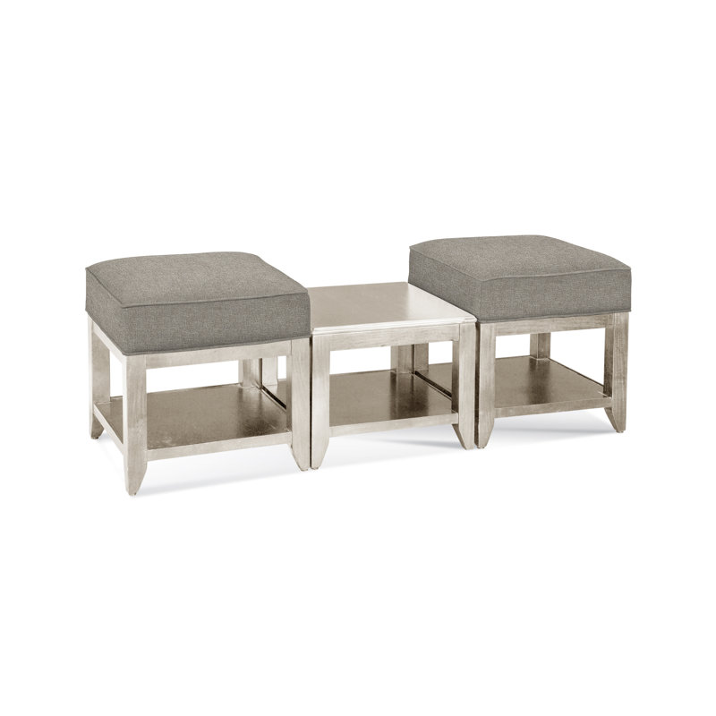 Elements Upholstered Cube Ottoman, Antique Black, Basic Gray; 0317-83