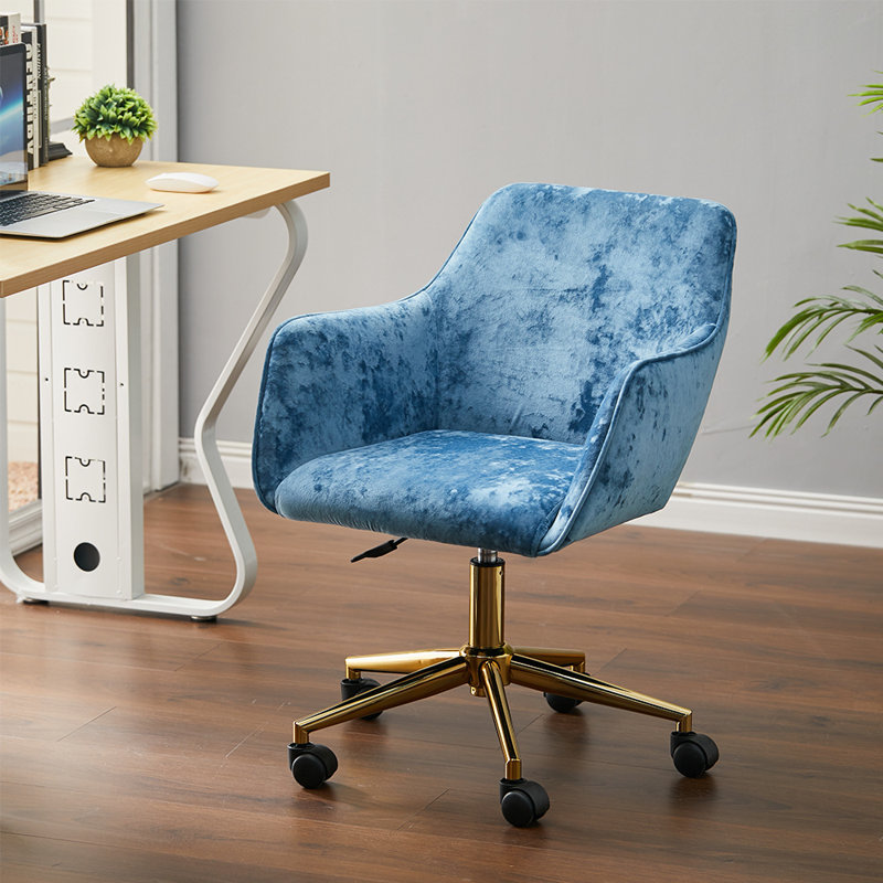 Agrim Velvet Office Chair, Blue