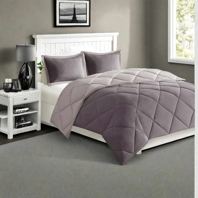 Comfortable Polyester Bedding Sets, Reversible Diamond Quilt For Home