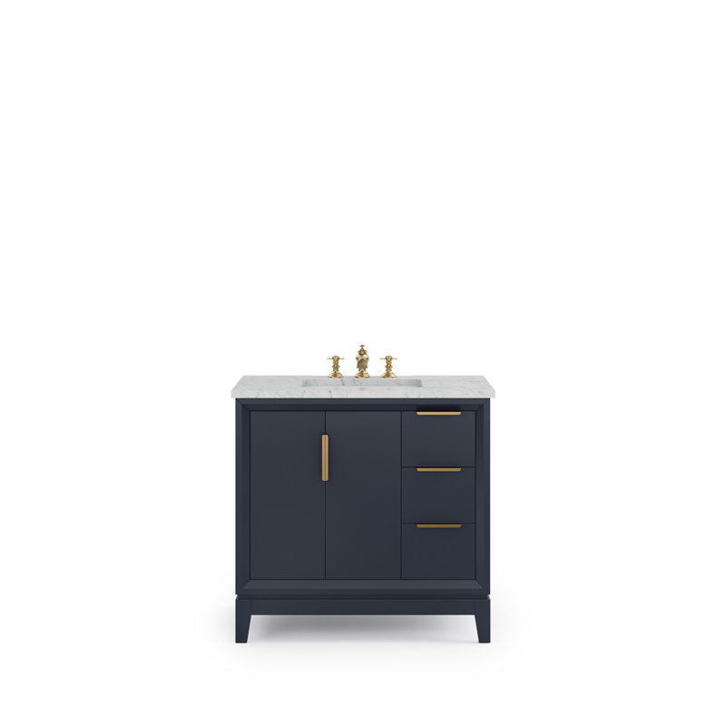 Elizabeth 36" Single Bathroom Vanity Set with Mirror, Monarch Blue, Waterfall