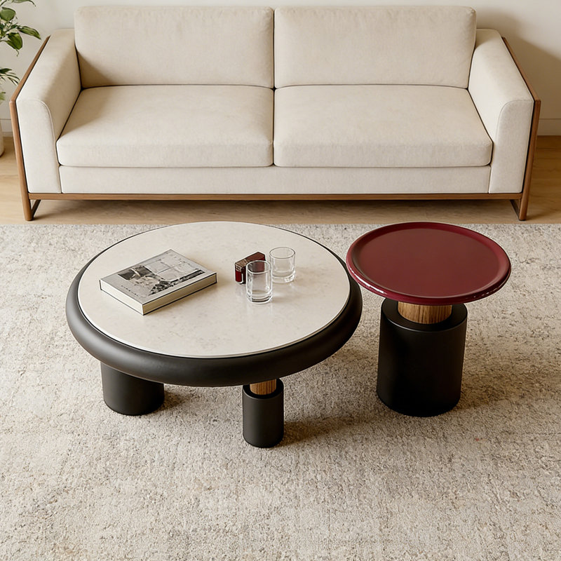High-End Small Apartment Round Coffee Table Set