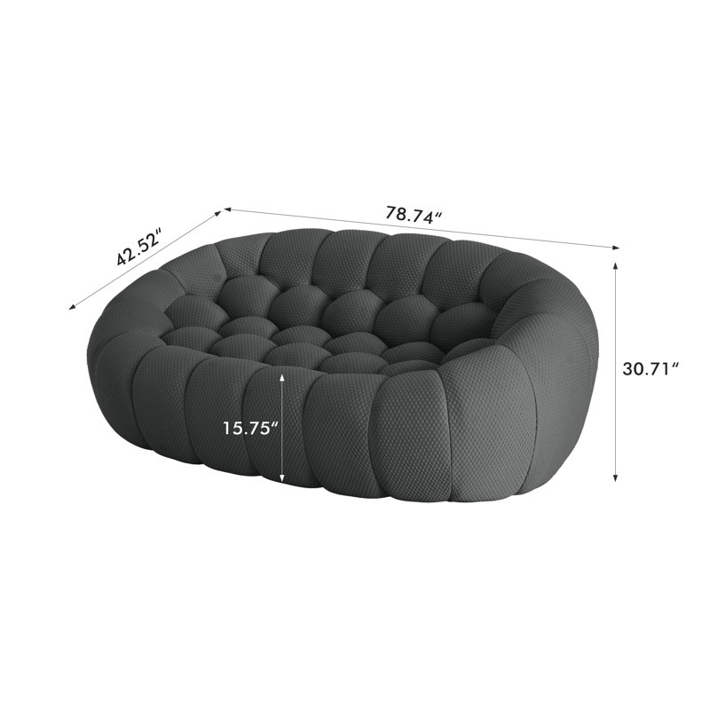 Canapé rembourré Cenie, sans assemblage requis, Gris foncé, H 30,71 po x l 78,74 po x P 42,52 po