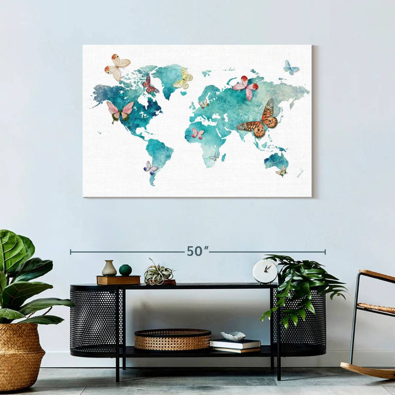 Carte du monde des papillons Aliaz, H 30 po x l 45 po
