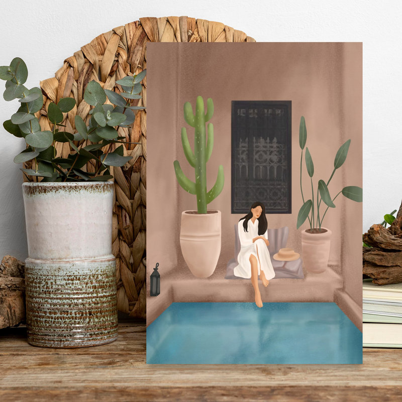 Art mural de week-end à ma piscine IV plante moderne, H 18 po x l 12 po