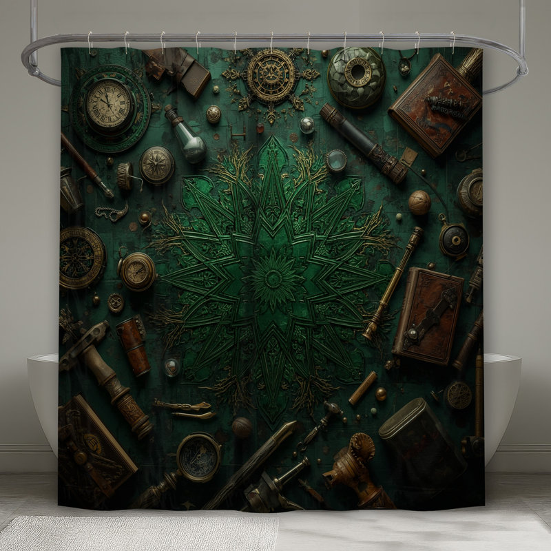 Rideaux de douche Steampunk Compass, L 70 po x H 93 po