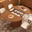 Table de salle à manger pour table de salle à manger extensible de 4 à 6,59 po avec tablette de rangement à 2 niveaux, meuble-lavabo rond ovale en bois avec base piédestal-625866853